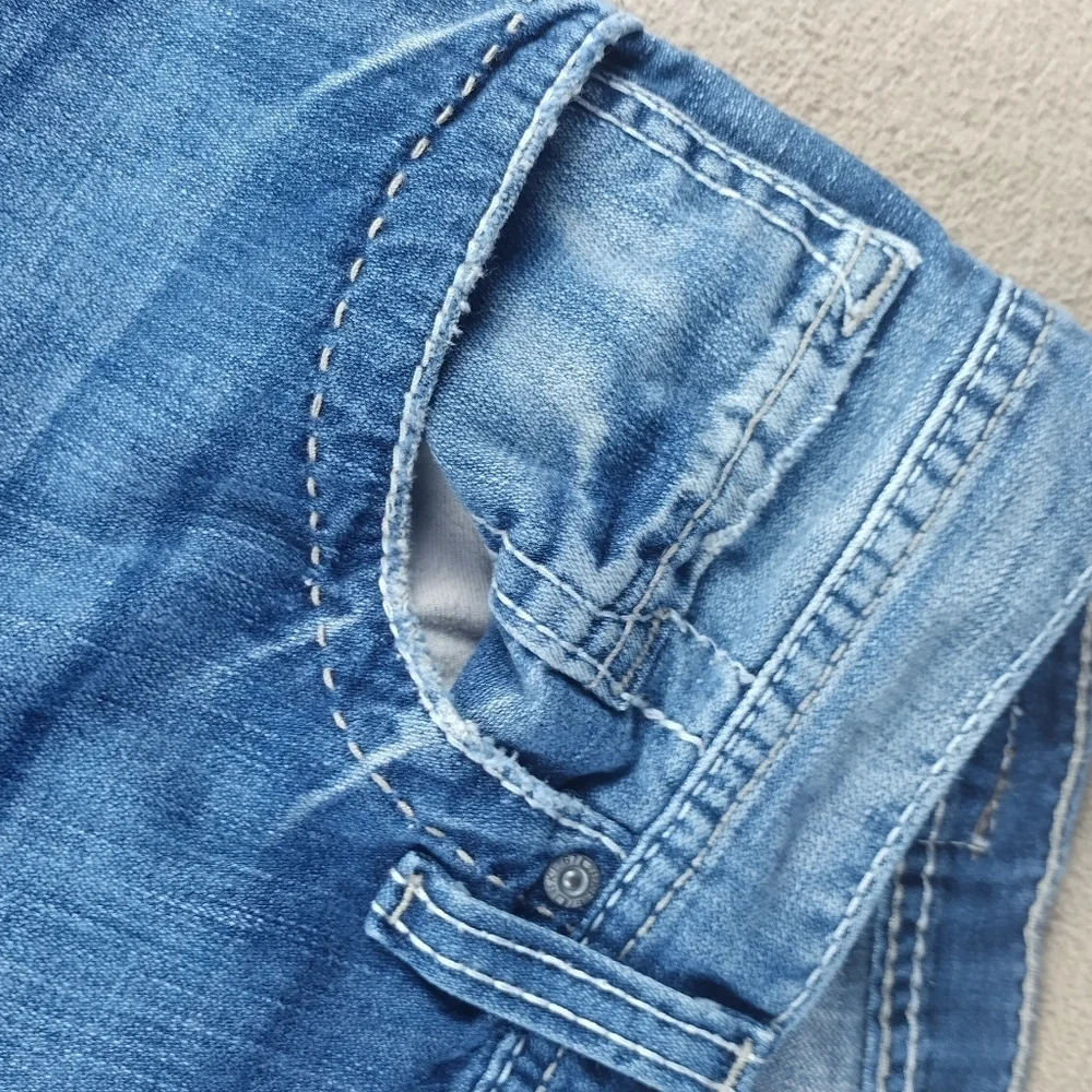 BKE Derek Jeans Men's Size 34x34 Bootcut  Thick Stitch Distressed